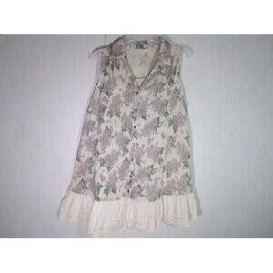 ODDY Anthropologie Tunic Top Womens Size M Cotton/Linen Sleeveless Floral